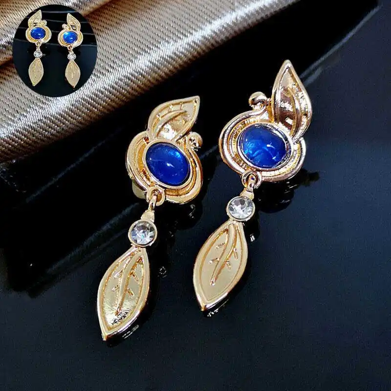 

New Moonstone Earrings European and American fashionable bird leaves Earrings