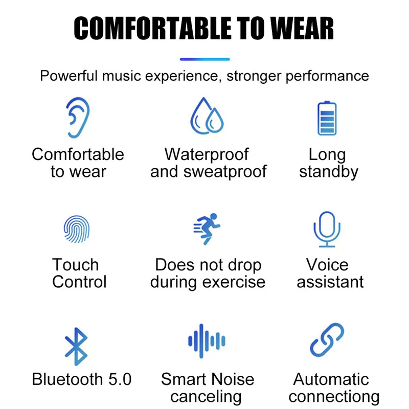 TWS Bluetooth 5 0 беспроводные наушники 8D HIFI с шумоподавлением и дисплеем питания