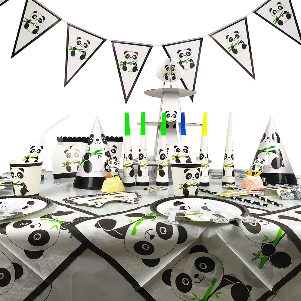 Милая панда искусственный баннер одноразовая скатерть салфетка бумажная