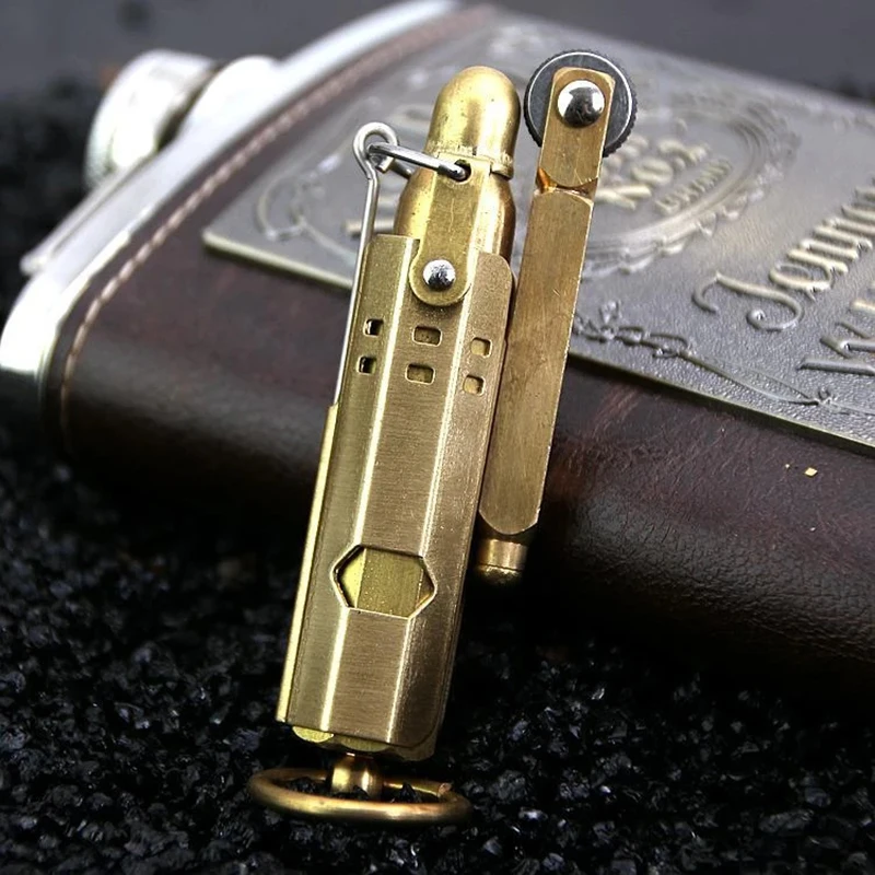 

Retro Oil Lighter Gas Grinding Wheel Cigarette Metal Bar Lighter Pure Copper Cigarette Accessories Men's Gift