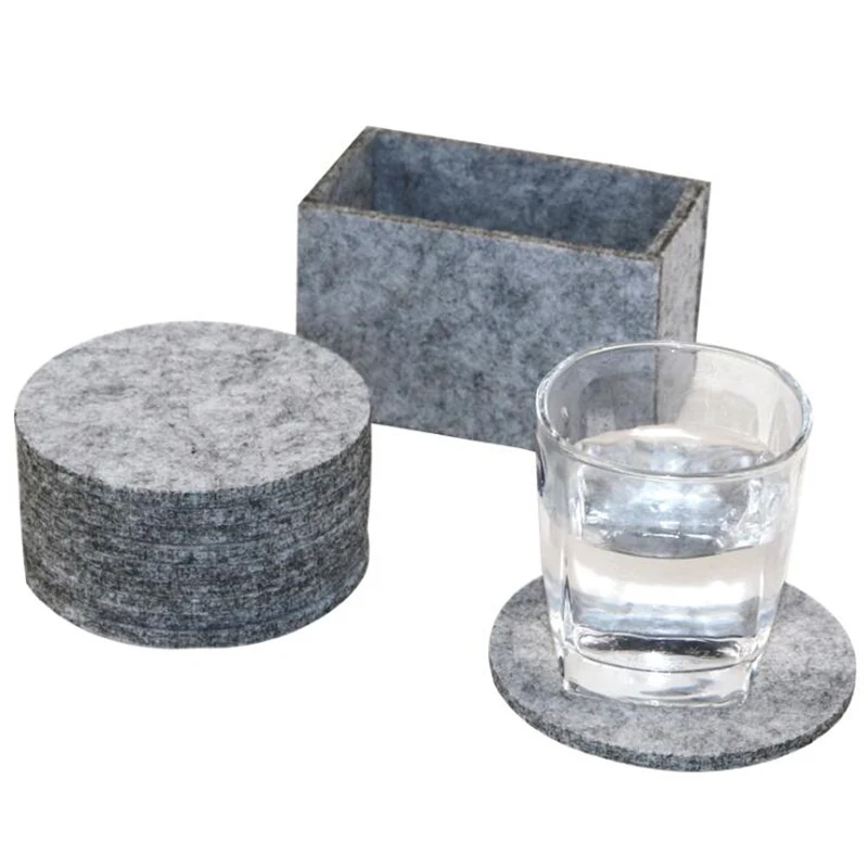 8 шт./компл. круглые войлочные горки чашка коврик с 1 коробкой для хранения чашек