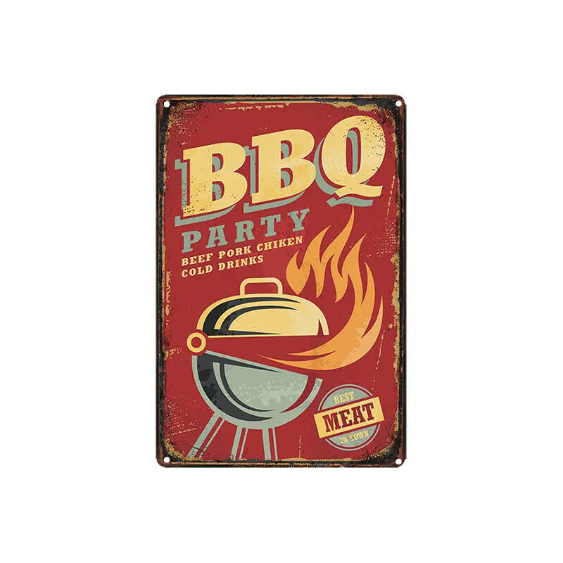 

Metal Tin Sign BBQ party Decor Bar Pub Home Vintage Retro Poster