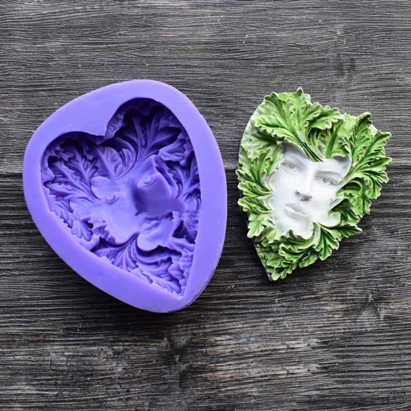 

Silicone Mold Girl Leaf Face Shape Silicone Cake Soap Plaster Epoxy Resin Casting Mold Fairy Rattan Face Resin Molds