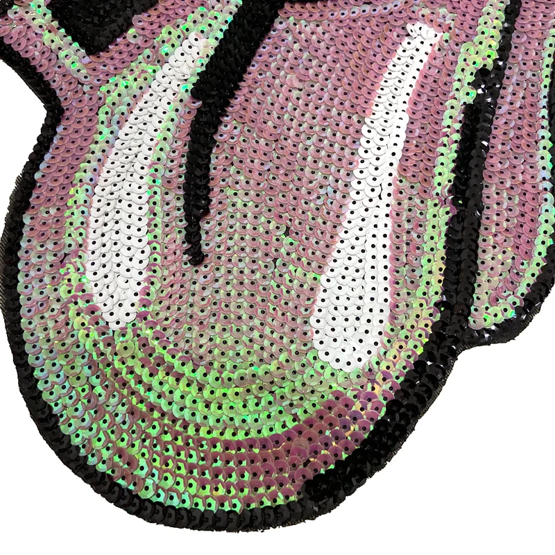 WUYUCONG Большой Bling розовый язык блестками пришить патчи для куртки DIY аксессуары одежды 1 шт