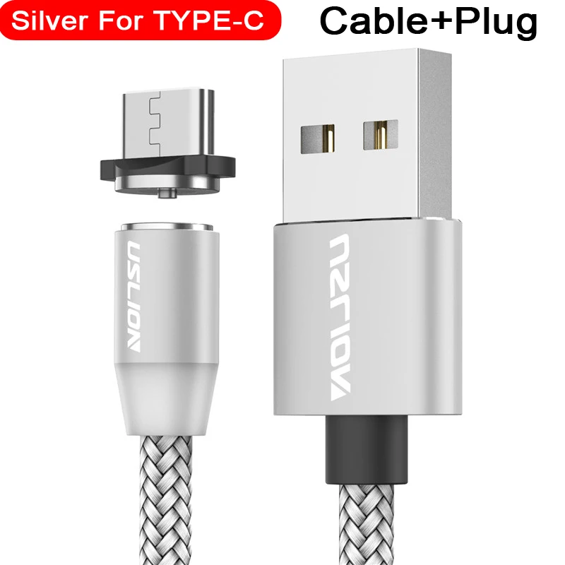 For Type C Silver Магнитный кабель USB для быстрой зарядки кабель usb type C Магнитный кабель для зарядки данных Micro USB кабель для мобильного телефона USB шнур - Цвет: For Type C Silver