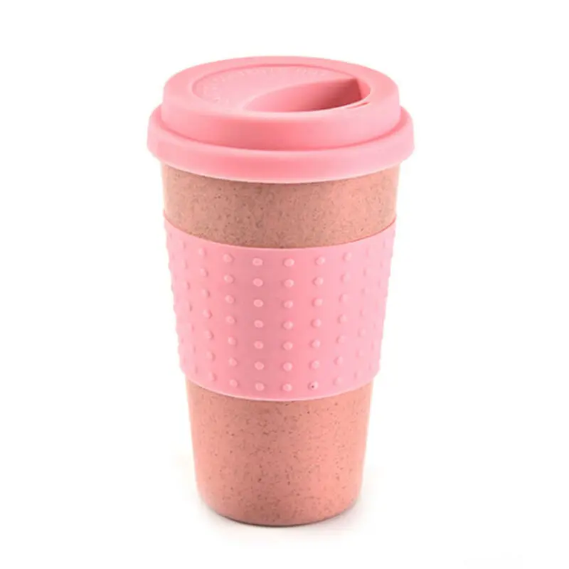 

New Healthy Wheat Straw Travel Water Drinking Coffee Tea Cup Mug With Silicone Lid