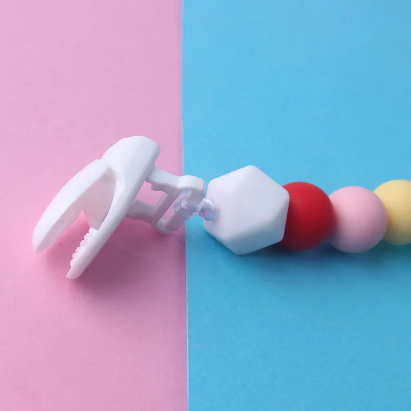 

Hot Sale 1Pcs Silicone Teething Beads Baby Rainbow Rattle BPA Free Silicone Beads Holder For Nipple Silicone Rodent Baby Teether
