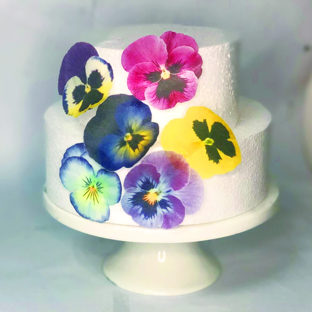 Съедобная Вафля Панси цветы для украшения торта кекса 28 шт|Товары тортов| |