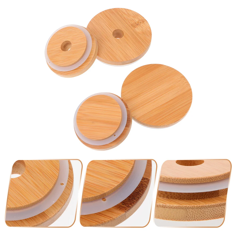 

1 Set 4Pcs Bamboo Lids Durable Bamboo Covers (Log Color)