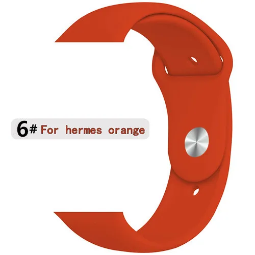 for hermes orange 6 Спортивный ремешок для apple watch band 44 мм 40 мм correa iwatch band 42 мм 38 мм силиконовый браслет apple watch 5 4 3 2 1 Аксессуары - Цвет ремешка: for hermes orange 6