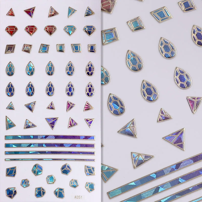 A051 FlorVida стикеры 3D на ногти Nail Art со стразами драгоценные камни Сверкающий Кристалл Блестящий стикер на клейкой основе для дизайна ногтей маникюр - Цвет: A051