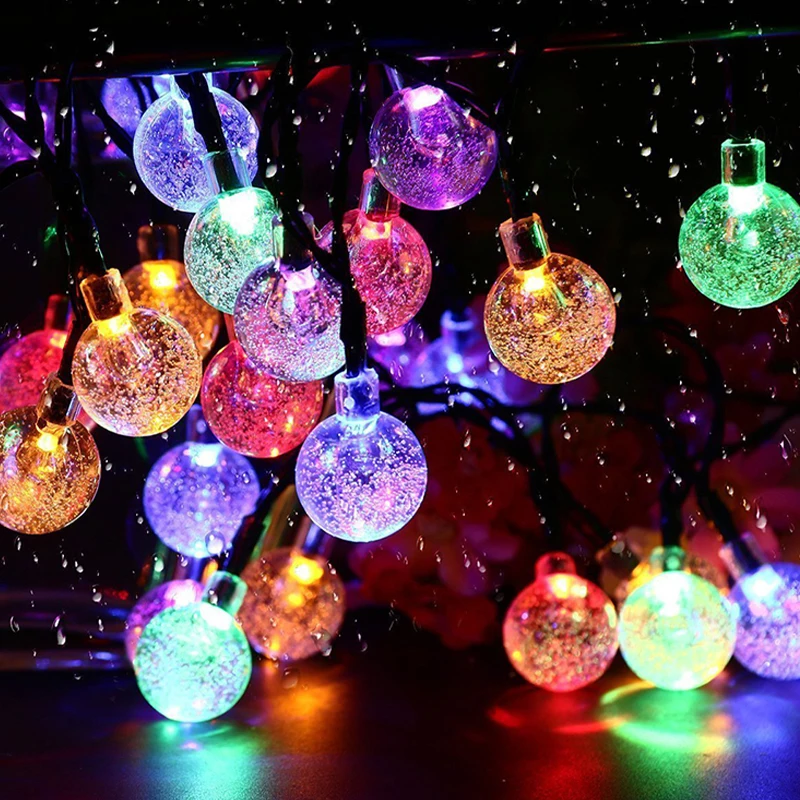 Indooor-bola de cristal de burbuja Led Solar, 8 modos, luz de hadas impermeable para jardín al aire libre, para fiesta de Navidad y decoración de vacaciones