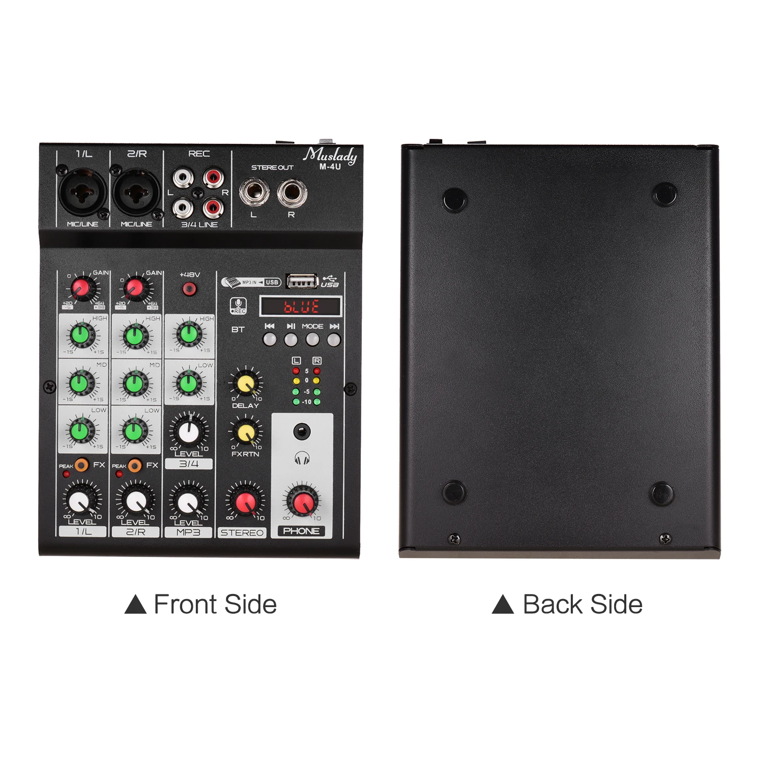Muslady M-4U Портативный 4-х канальный BT микшерный пульт Цифровой аудио смеситель