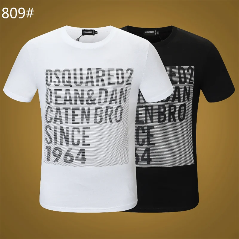 

Summer classic 1964 Dsquared2 Men/Women Hip-Hop Round Neck Short-Sleeved T-shirt Cotton Locomotive Letter Printing Casual Tee