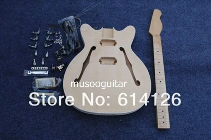 Стиль 1960-х полупустотелый неотделанный комплект для электрогитары со всеми