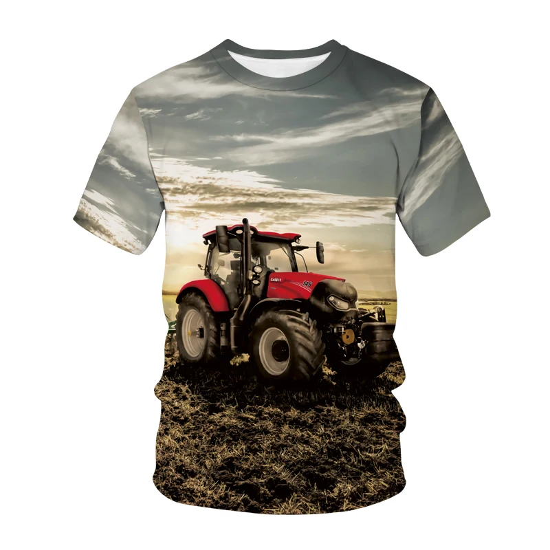 Мужская и женская футболка с 3D принтом сельскохозяйственной техники забавная