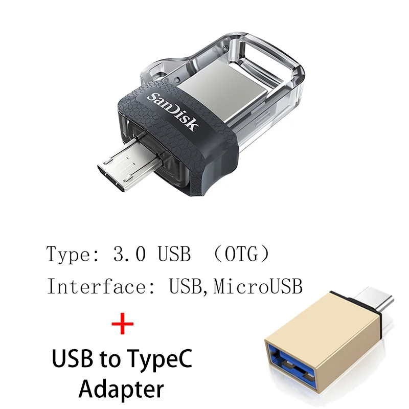 SDDD3 B Sandisk Флешка 128 Гб 64 ГБ 32 ГБ 256 Гб OTG USB флеш-накопитель 32 64 128 16 ГБ флеш-накопитель 3,0 USB флешка диск на ключе память для телефона - Цвет: SDDD3 B