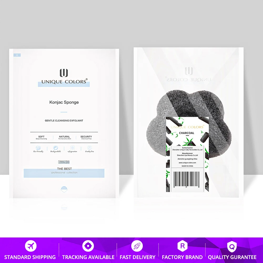 Бамбуковый уголь Конжак губка Органическая натуральная очищающая для лица
