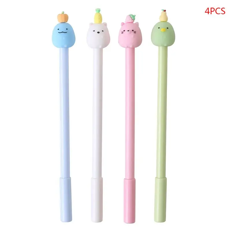 

4pcs 0.5mm Cartoon Fruit Gel Ink Pen Signature Neutral Pens Writing Stationery K3KB