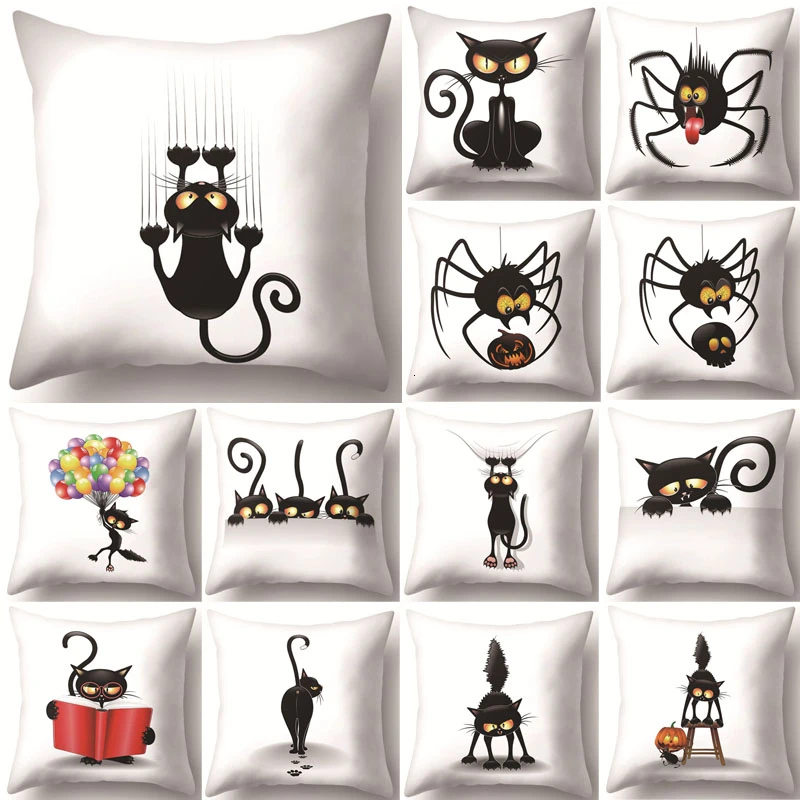 

Декоративная наволочка в виде черной кошки, паука, планета, 1 шт.