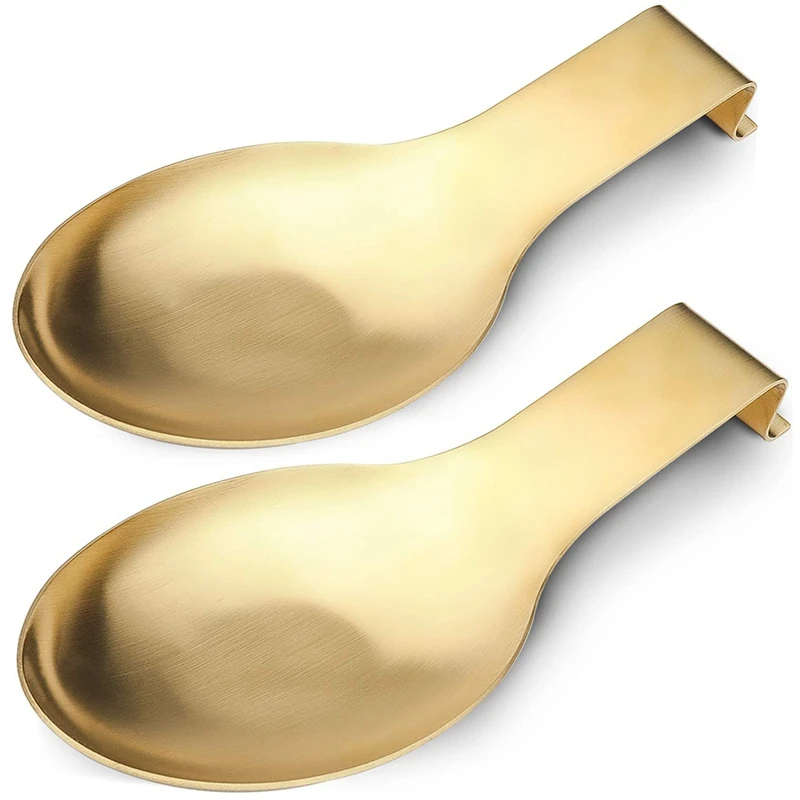 

2 Pcs Stainless Steel Spoon Rest,Spatula Ladle Holder,Stainless Steel Utensil Spoon Rest Holder,Brushed Finish
