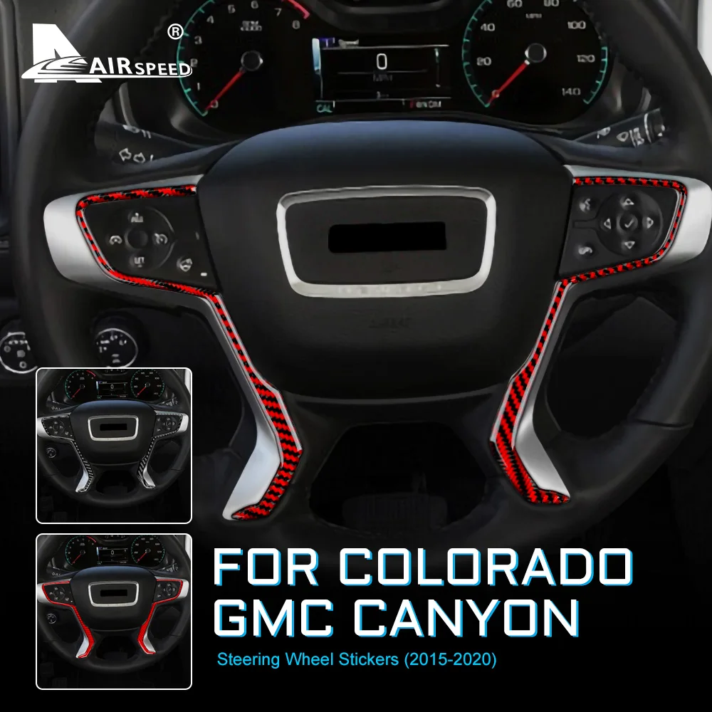 Carbon Fiber for Chevrolet Colorado GMC Canyon 2015 2016 2017 2018 2019 2020 Accessories Interior Trim Steering Wheel Sticker
