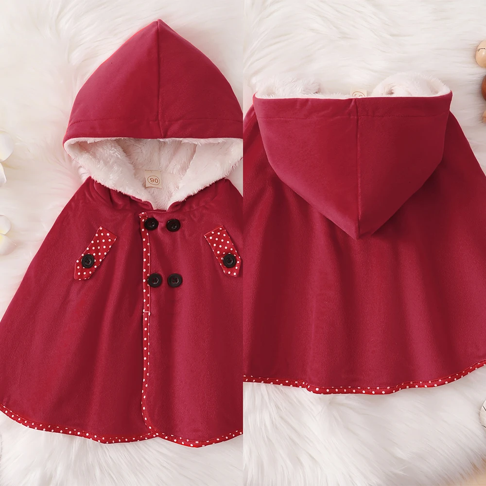 

Christmas Baby Girl Cloak Clothing Cute Button Winter Warm Newborn Outfits Toddler Baby Tops Blouses