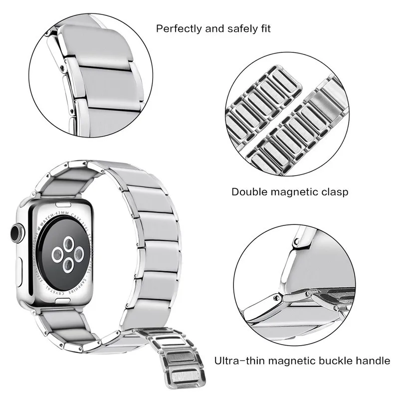 Ремешок из нержавеющей стали для Apple Watch 44 мм 40 мм 42 мм 38 мм метмагнитный петля сменный ремешок для наручных часов для iWatch 4 3 2 1 браслет