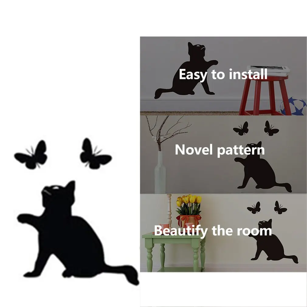 

Creative Wall Sticker Butterfly Cat Wallpaper Removable PVC Wall Stickers Home Decoration for Living Room Bedroom