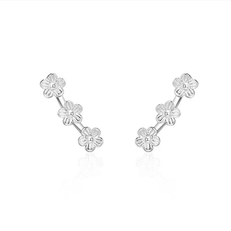 

Серьги женские из серебра 925 пробы с цветком