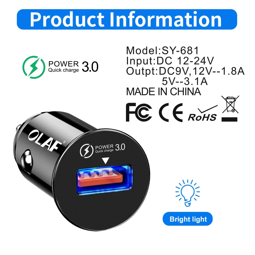 olaf quick charge 3 0 2 0 car usb charger mobile phone charger 2 port usb fast car charger for iphone samsung tablet car charger free global shipping