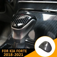 abs carbon fiber inner gear lever shift knob lid cover stickers trim for kia forte 2018 2021 k3 interior auto accessories