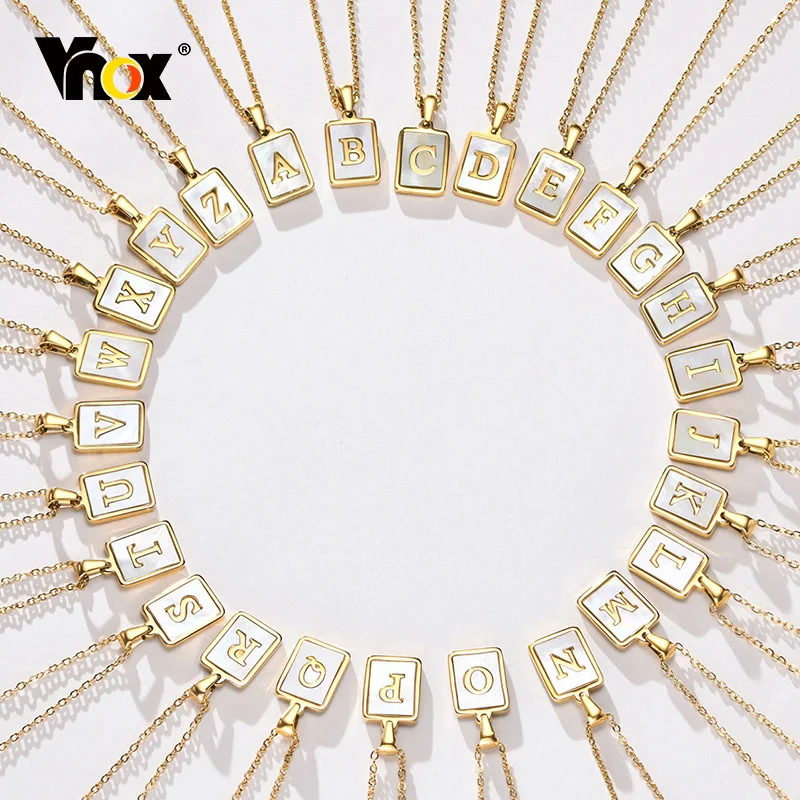 

Vnox Elegant Initial Necklaces for Women, Stainless Steel Shell Pendant, A-Z 26 Letters Alphabets Necklace, Dainty Party Collar