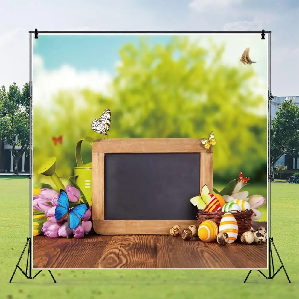 

Spring Easter Wood Floor Eggs Butterfly Scene Baby Portrait Backdrop Photography Background For Photo Studio Vinyl Photophone