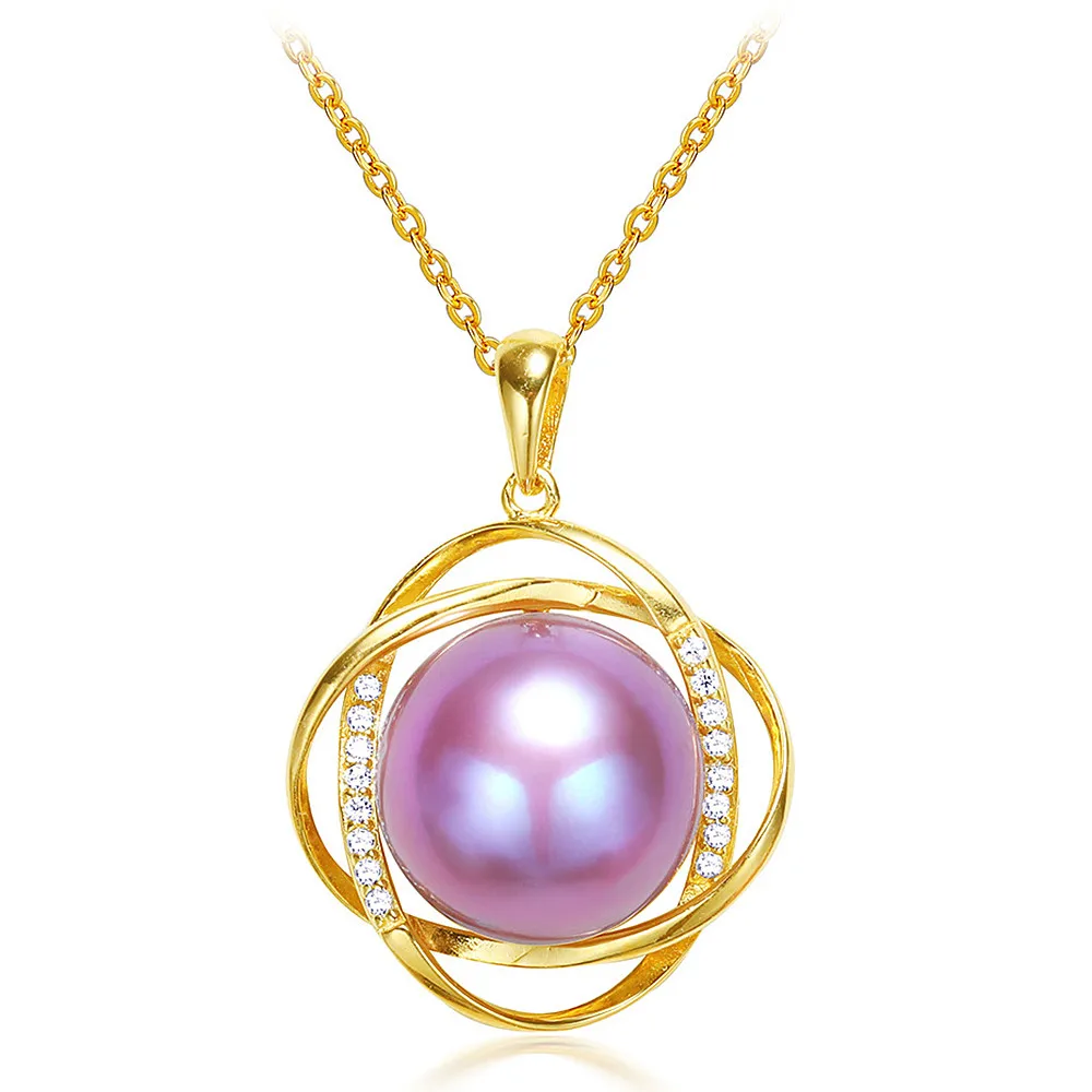 

Женское колье с фиолетовым жемчугом и бриллиантами из циркония AAA