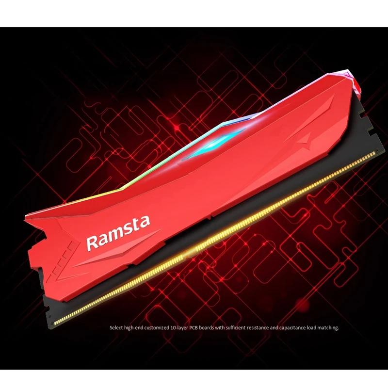 

Ramsta Memory Bar Suitable for Desktop DDR4 Series Wolf 3000MHZ/S 288-Pin DDR4 SDRAM 8G RGB Light Bar
