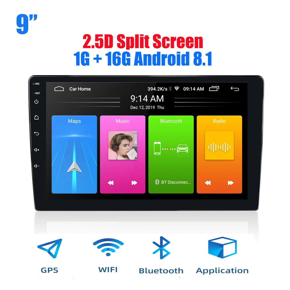 9 inch (New) 2 din android 2.5D автомобильное радио Android 8,1 универсальный автомобильный Радио плеер gps навигация wifi Bluetooth MP5 плеер Разделенный экран 1+ 16 - Цвет: 9 inch (New)