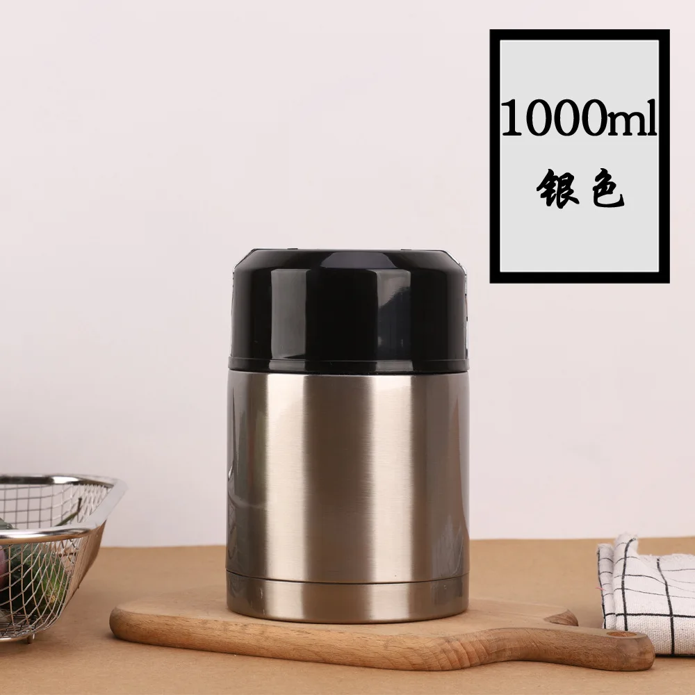 1000ml Silver Горячая Распродажа 800 мл/1000 мл термосы для супа из нержавеющей стали вакуумный Ланч-бокс портативный контейнер для еды - Цвет: 1000ml Silver