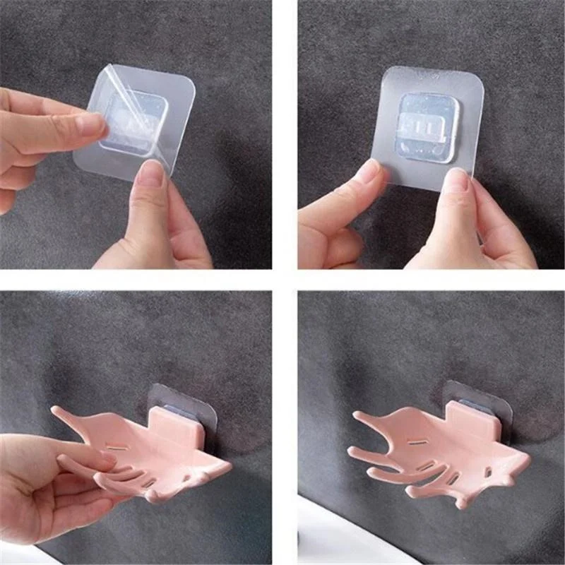 

Soap Dish Maple Leaf Design Soap Box PVC Punch-free Adhesive Soap Dishs Drain Holder Rack Tray Bathroom Accessories