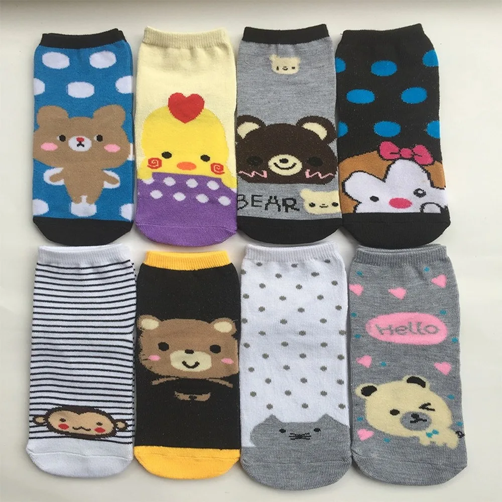 REFJJ женские носки забавные милые Мультяшные фрукты медвежонок щенок обезьяна