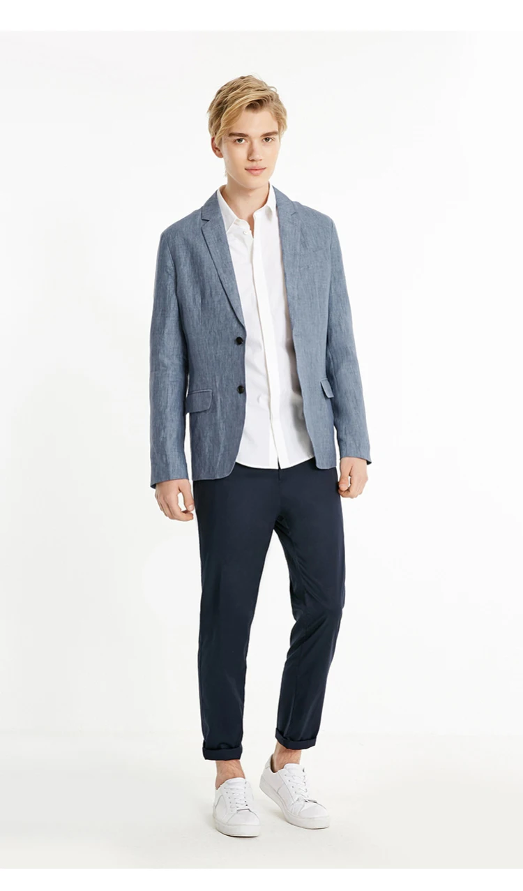 JackJones мужской льняной костюм куртка удобный блейзер мужская одежда 219108505