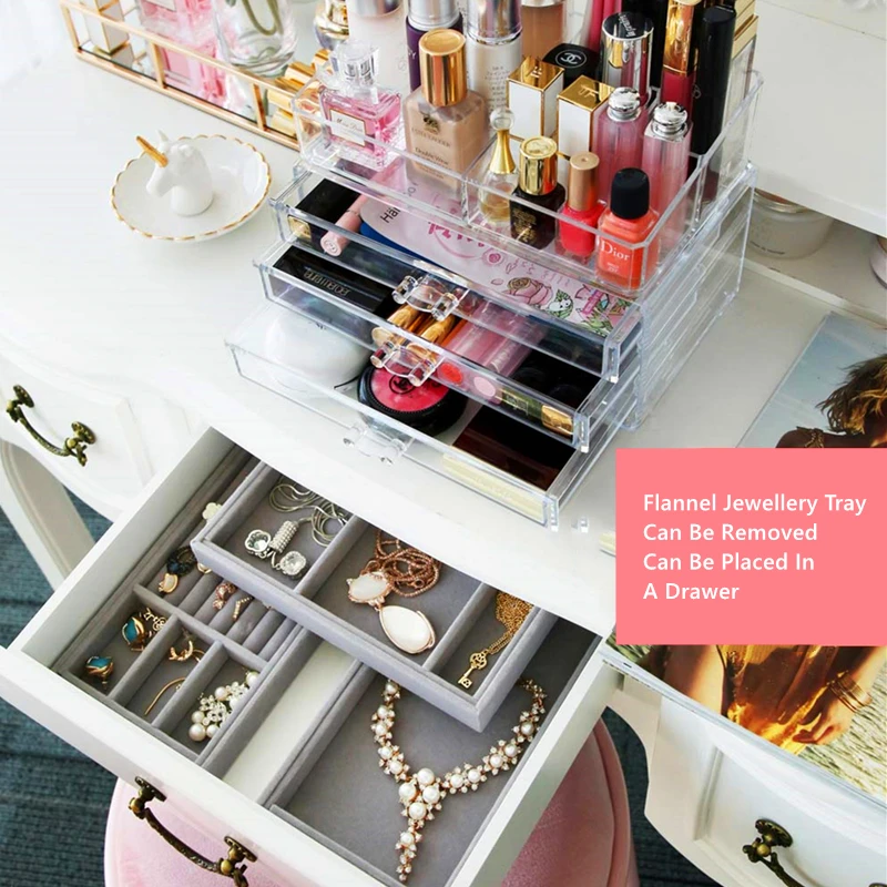 Ящик для хранения косметики туалетный столик настольный органайзер Женский