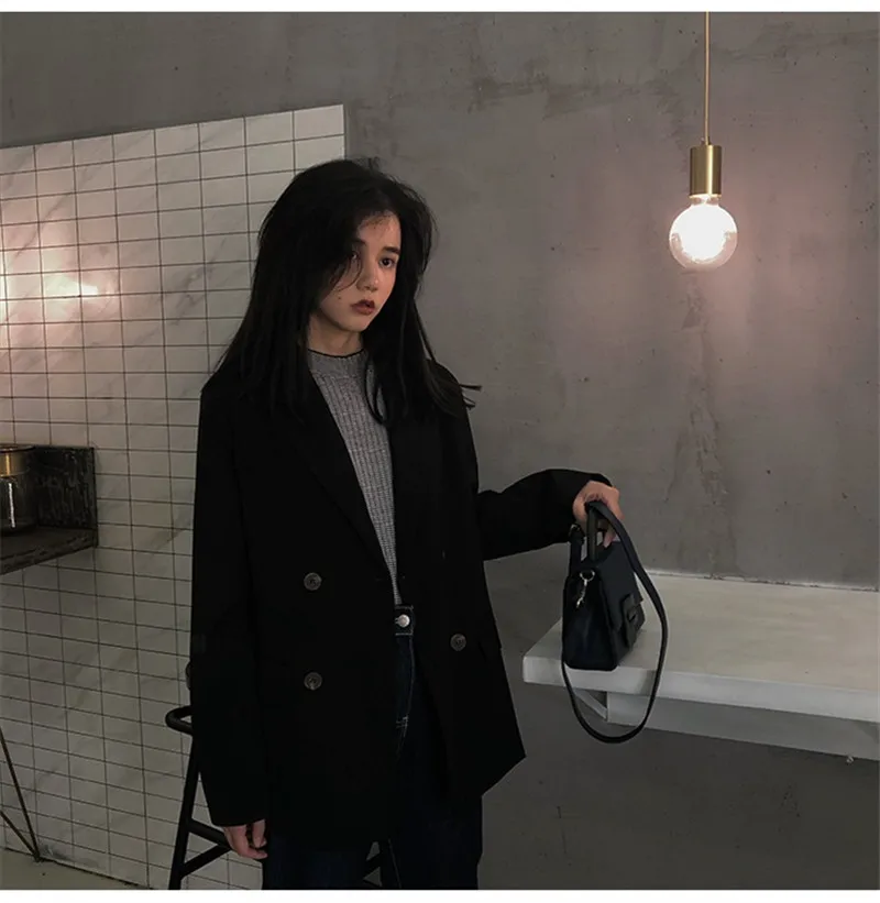 Новинка 2020 весенне-осенний Блейзер повседневный черный свободный костюм в