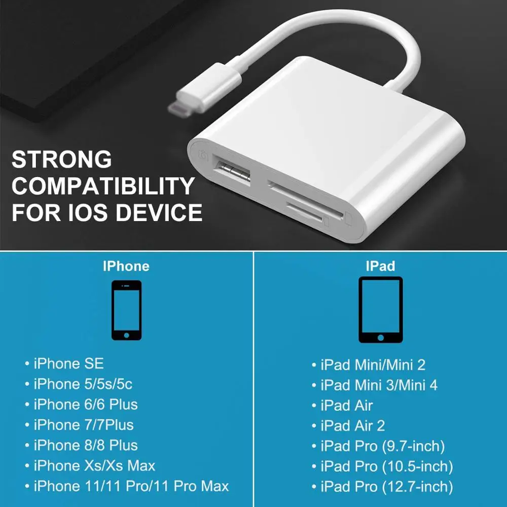 OTG USB адаптер для камеры lightning/micro SD/TF карт|Переходники и адаптеры| |