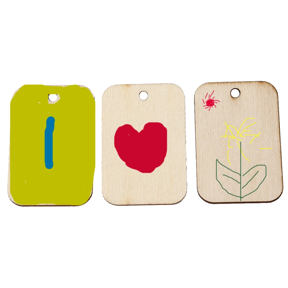 Пустые прямоугольные деревянные подвесные бирки ручной работы в виде граффити