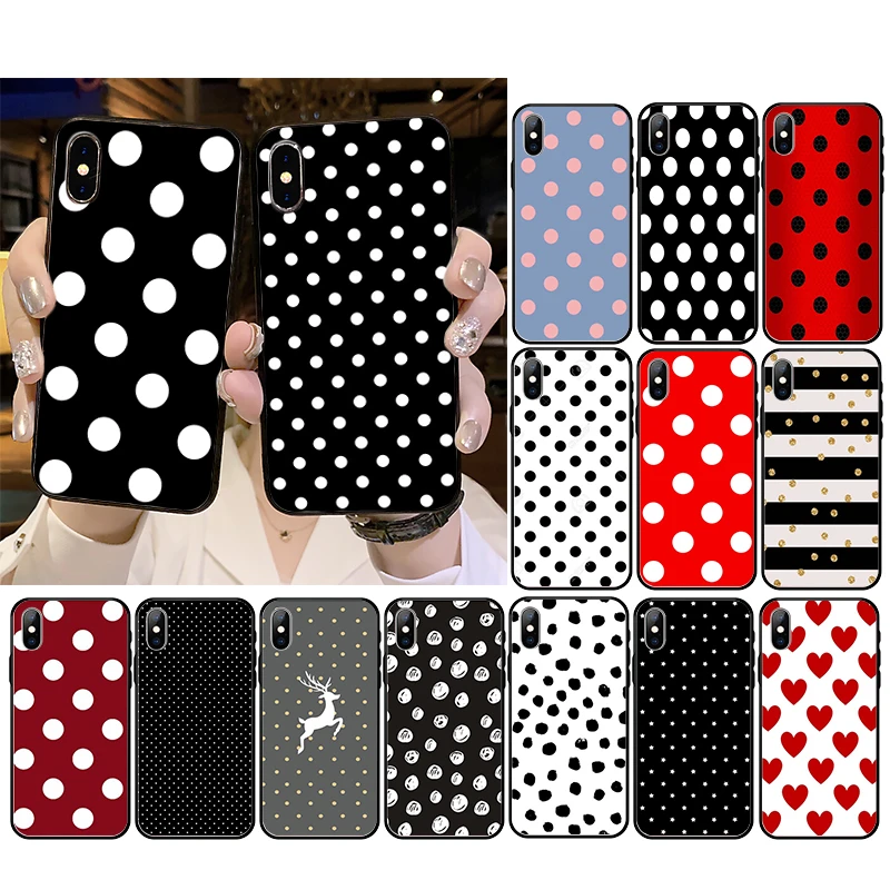 

Red Black Gold Polka dots Dot Phone Case for iphone 13 12 11 Pro Max Case For iPhone XS MAX X XR SE2 8 7 Plus