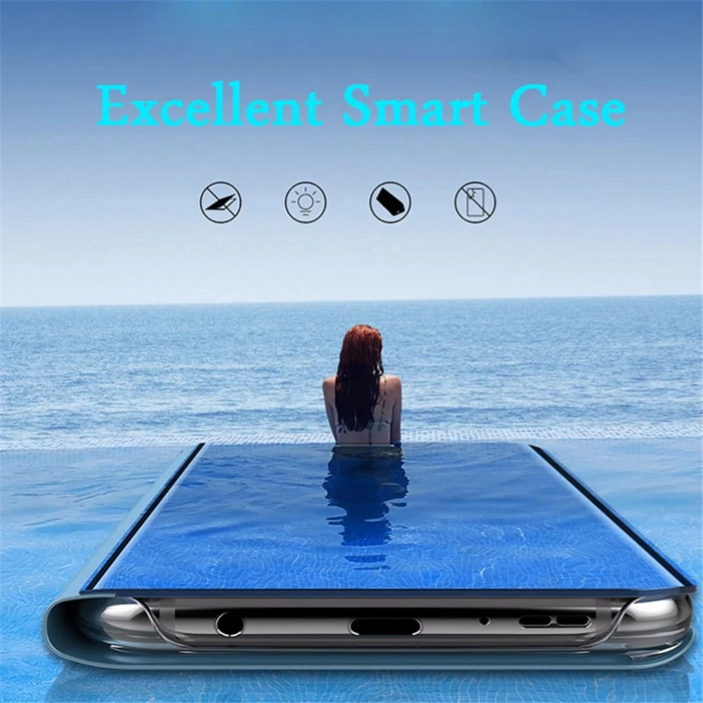 Window Mirror Smart Flip Phone Case For Sony Xp1 XZ3 XZ4 XZ5 Xperia 1 2 10 Plus 5 II Anti-fall Stand Book Full Protective Cover