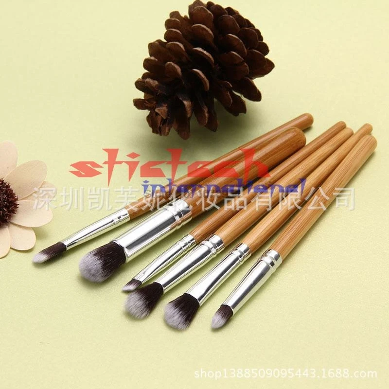 Набор из 6 кистей для макияжа с бамбуковой ручкой ems или dhl 100 шт.|brush set|eye brushmakeup flat