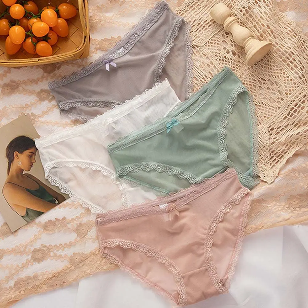 

Sexy Lace Panties Female Mesh Seamless Pure Cotton Briefs Ultra-Thin Low-Waist Breathable Women's Underpants
