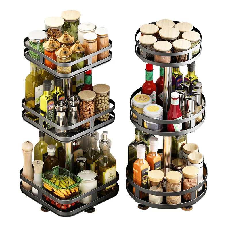 

2/3 Layer Detachable Round Storage Rotatable Kitchen Seasoning Racks Seasoning Bottle Storage Sorting Multifunctional Rack